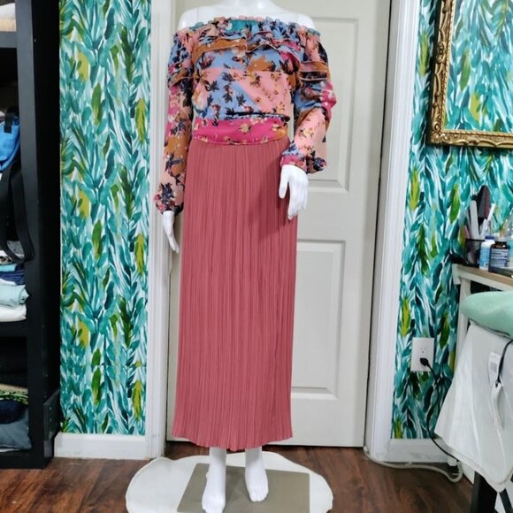 Bar III Women's Multicolor Floral Off-Shoulder Floral Ruffle Top Size Medium - Picture 4 of 12